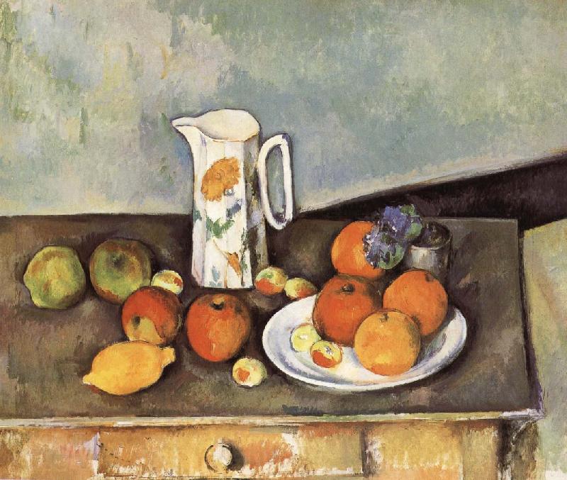 Paul Cezanne table of milk and fruit Spain oil painting art